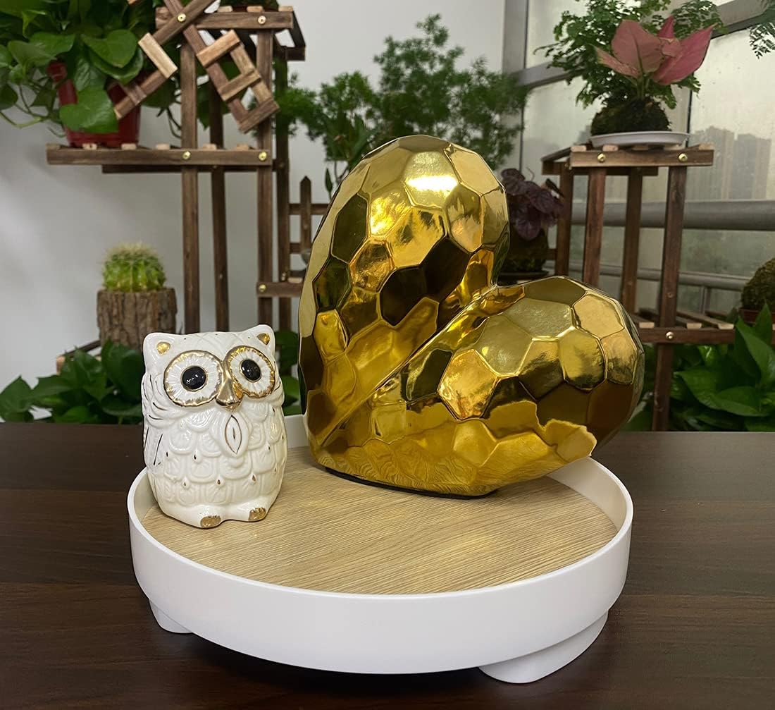 Modern Home Decoration Ceramic Golden Diamond Heart Sculpture 
