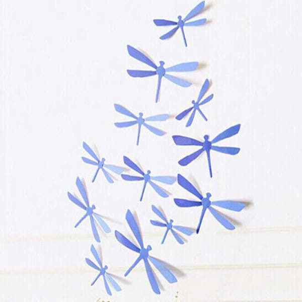 PVC 3D Glossy Colorful Dragonfly Wall Sticker