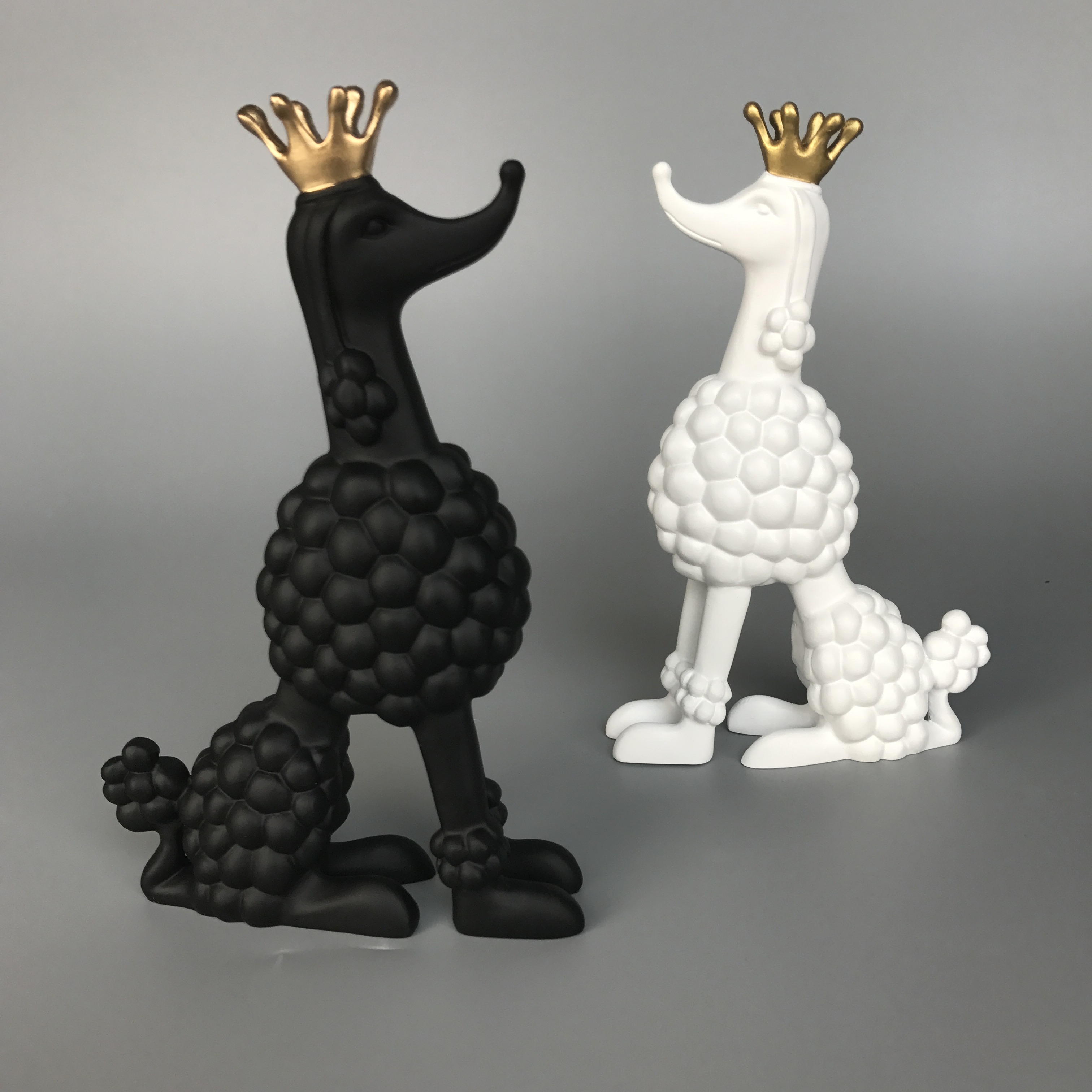 Resin Crown Poodle Dog Figurine 