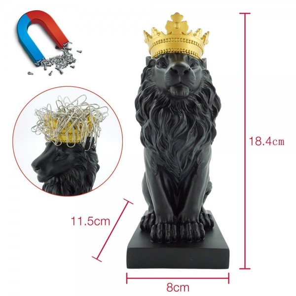 Resin royal crown lion figure shape magentic paper clip holder