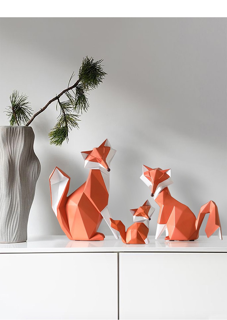 Custom Resin Casting Modern Designer Art Sculptures Origami Style Art Fox Figurines