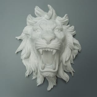 Pure Whiet Resin Polystone Lion Head Wall Decor
