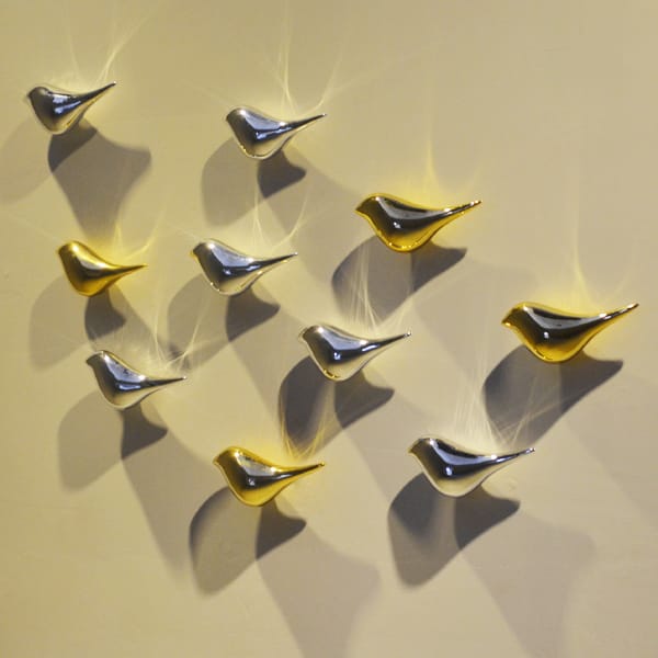 Gold and Silver Electroplated Resin Bird Wall Decor