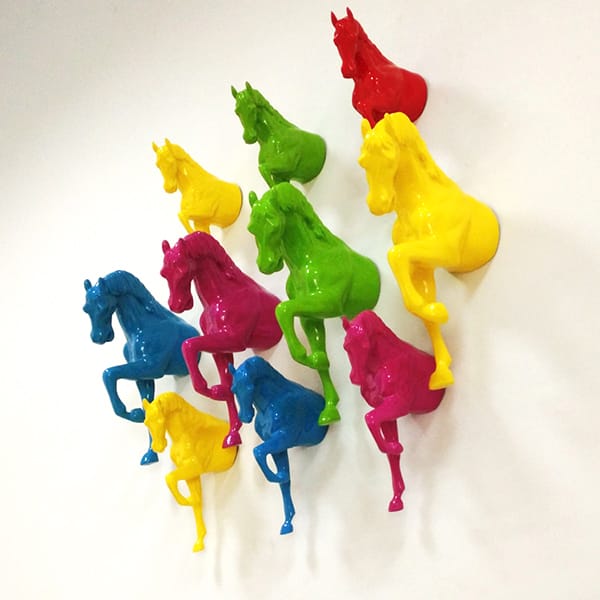 Colorful Resin Horse Bust Wall Art Decor
