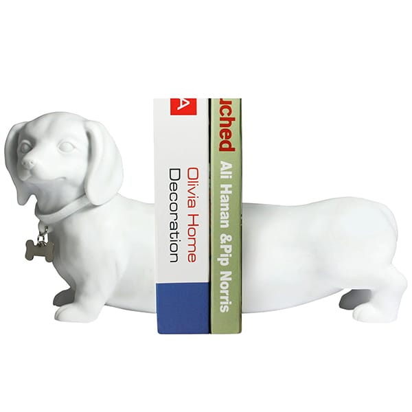 Resin Black and White Dachshund Bookend Set 