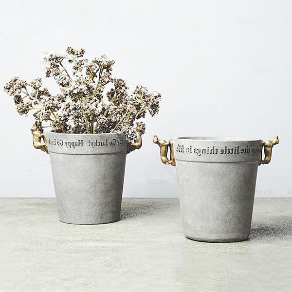 Resin Fashion Grey Concrete Style Flower Pot