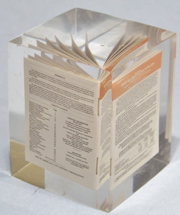 Mini Leaflet Cast Inside Resin Block Paperweight Promotional Gift