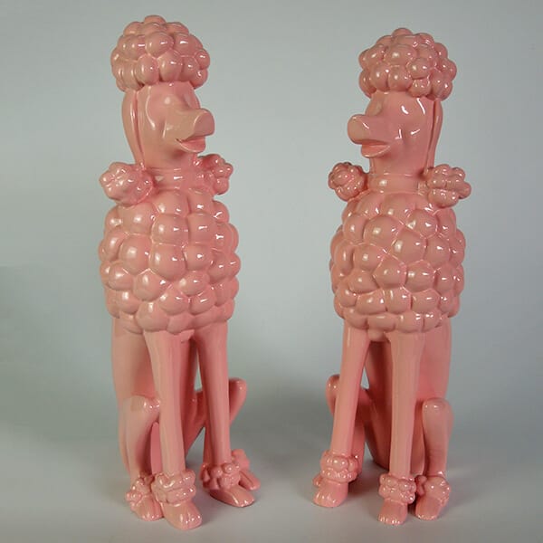 Resin Standing Pink Poodle Figurine