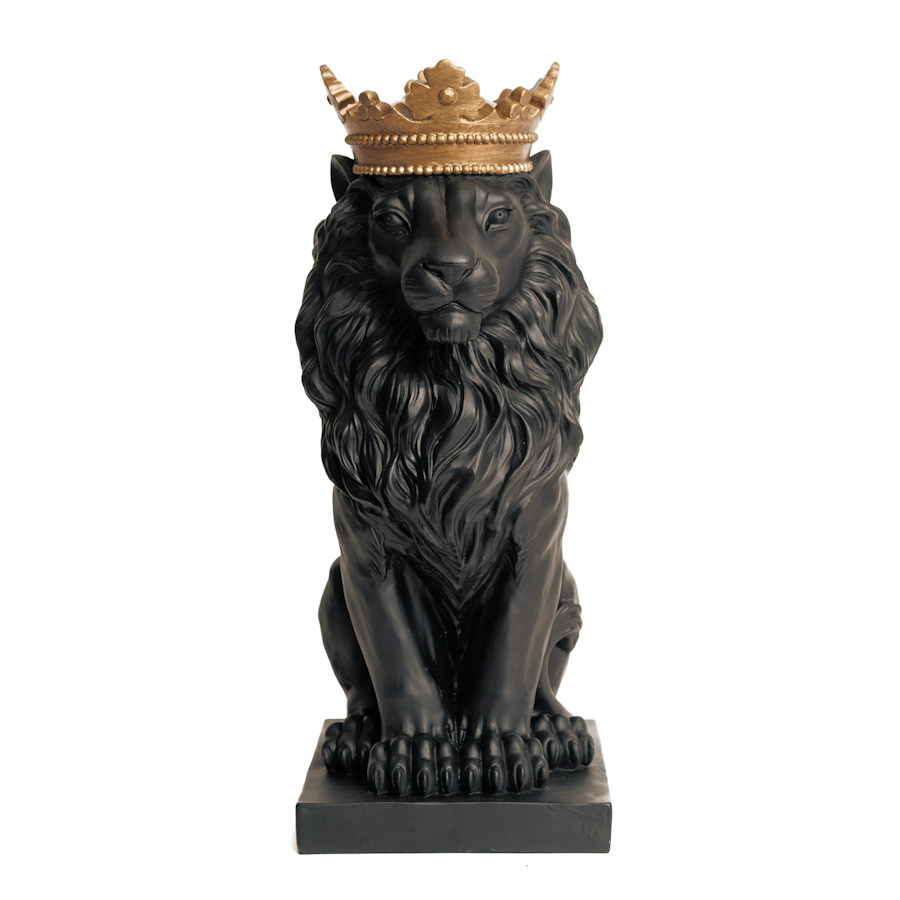 Polystone Resin Golden Crown Lion Statue 